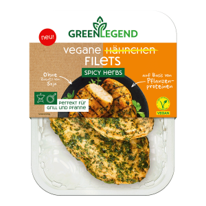 WEGAŃSKIE FILETY Z KURCZAKA  W PIKANTNYCH ZIOŁACH , 140g. GREEN LEGEND