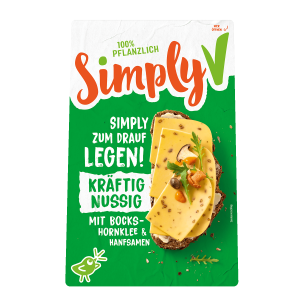 Ser wegański w plastrach o smaku kozieradki  Simply V , 150g 